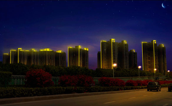 厦门五缘湾环湾建筑夜景